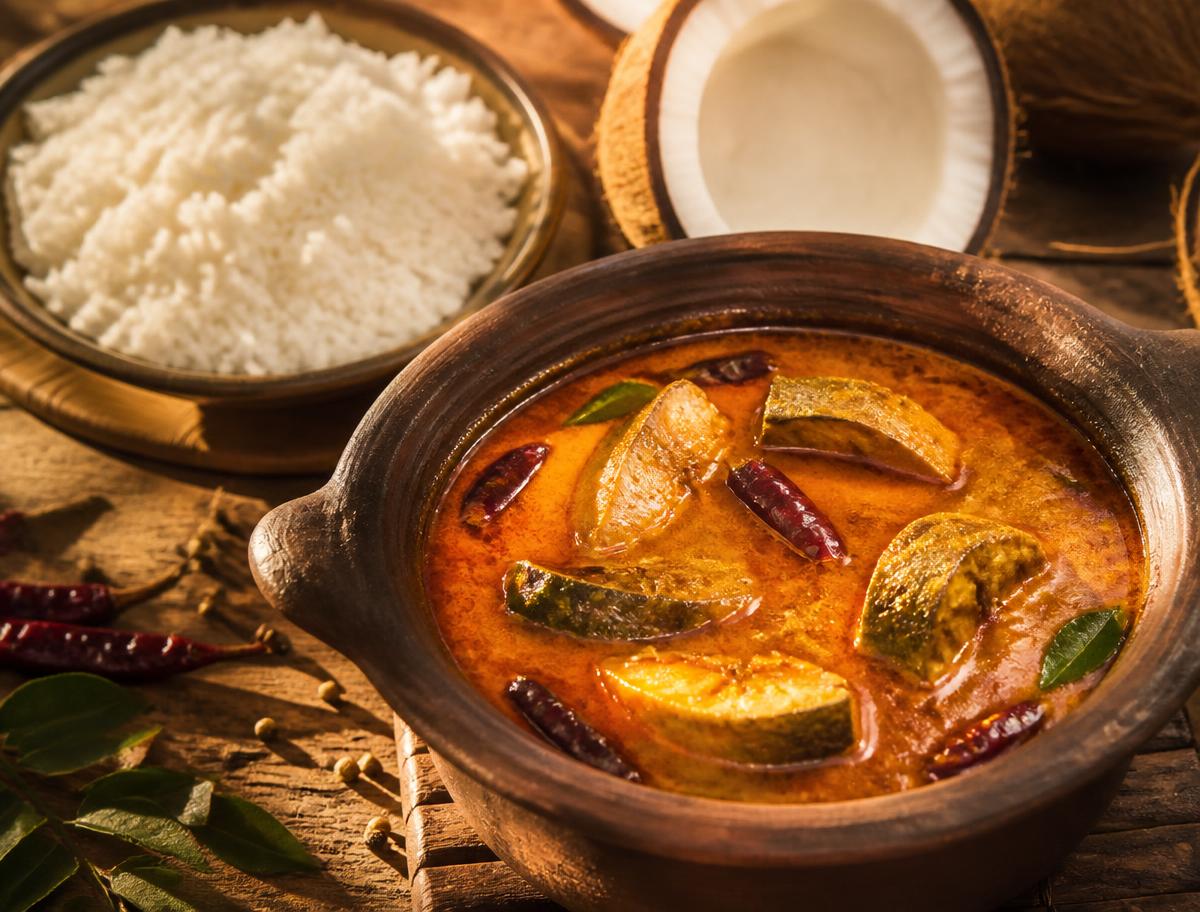 Mangalorean fish curry in a clay pot